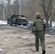 Zniszczona rosyjska wyrzutnia rakiet na przedmieściach Charkowa