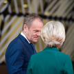 Bruksela, Belgia, 22.03.2024. Przewodnicząca Komisji Europejskiej Ursula von der Leyen (P) oraz prem