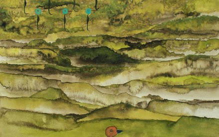 Tak samo samotni, 2013, akwarela, papier, 30 x 22 cm