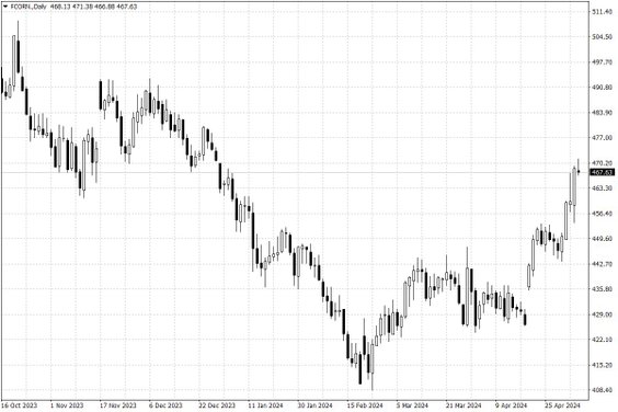 Notowania kukurydzy w USA – dane dzienne