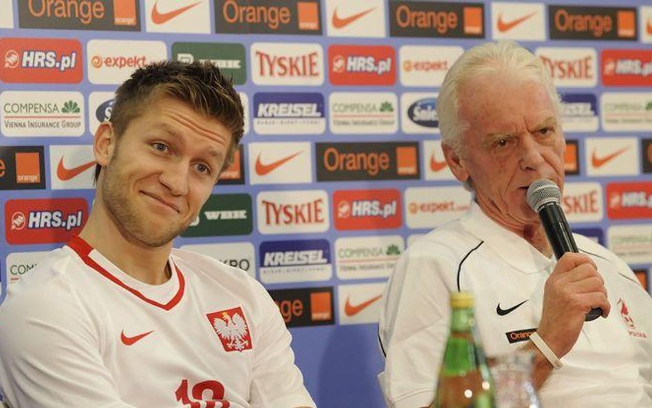 Jakub Błaszczykowski i Leo Beenhakker na konferecji we Wronkach.