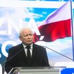 Wicepremier, prezes PiS Jarosław Kaczyński podczas oświadczenia dla mediów w siedzibie Prawa i Spraw