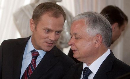 Premier Donald Tusk z prezydentem Lechem Kaczyńskim