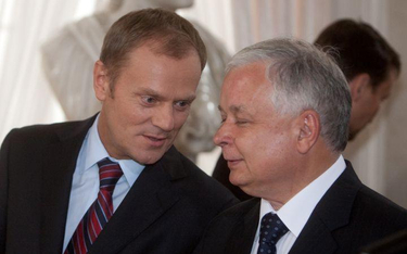 Premier Donald Tusk z prezydentem Lechem Kaczyńskim