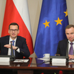 Premier Mateusz Morawiecki i prezydent Andrzej Duda podczas posiedzenia Rady ds. Środowiska, Energii