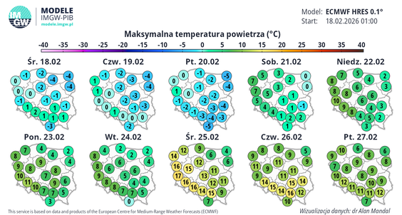 W przyszłym tygodniu w niektórych regionach kraju maksymalna temperatura wzrosnąć może nawet do 17 s