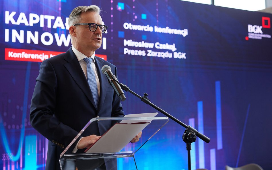 Mirosław Czekaj, prezes Banku Gospodarstwa Krajowego, podczas konferencji „Kapitał dla innowacji”.