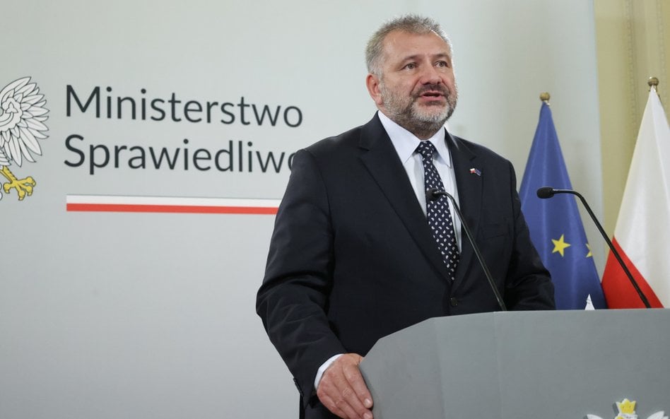 Minister sprawiedliwości Waldemar Żurek na konferencji prasowej
