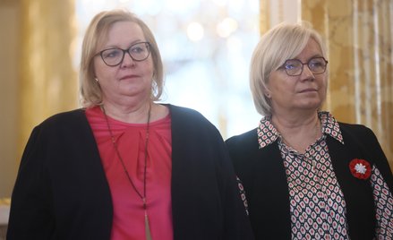 Pierwszy Prezes Sądu Najwyższego Małgorzata Manowska (L) i prezes Trybunału Konstytucyjnego Julia Pr