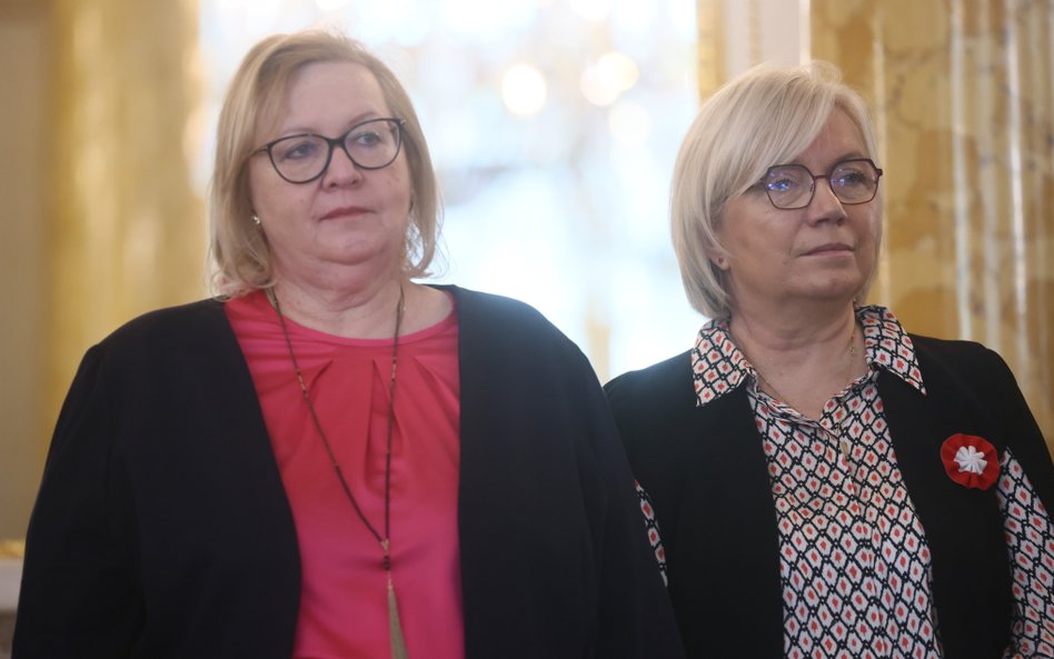Pierwszy Prezes Sądu Najwyższego Małgorzata Manowska (L) i prezes Trybunału Konstytucyjnego Julia Pr