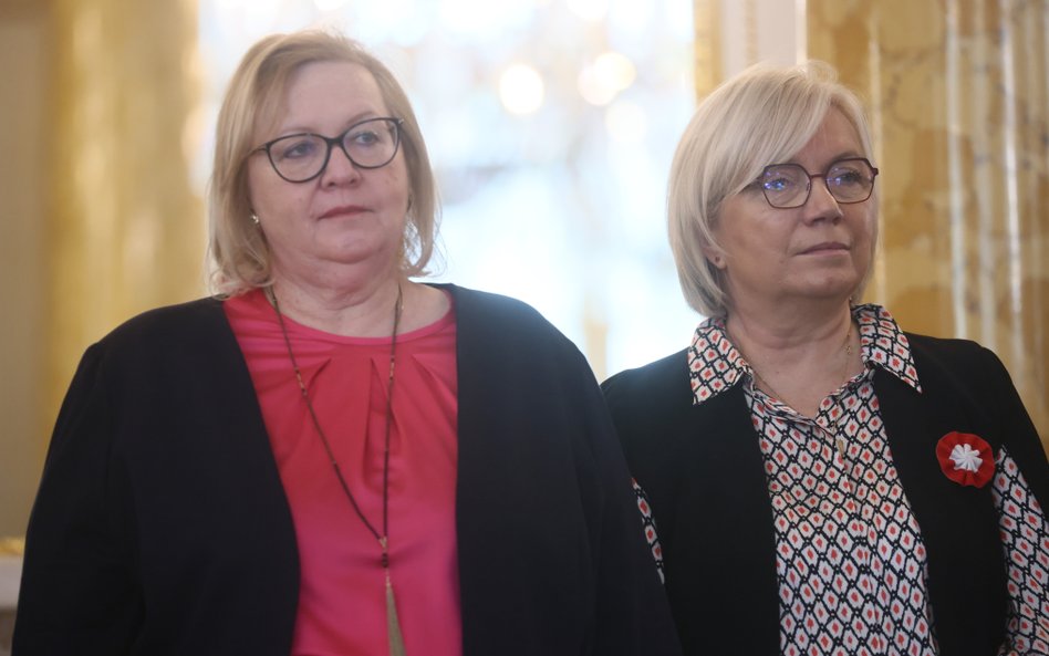 Pierwszy Prezes Sądu Najwyższego Małgorzata Manowska (L) i prezes Trybunału Konstytucyjnego Julia Pr