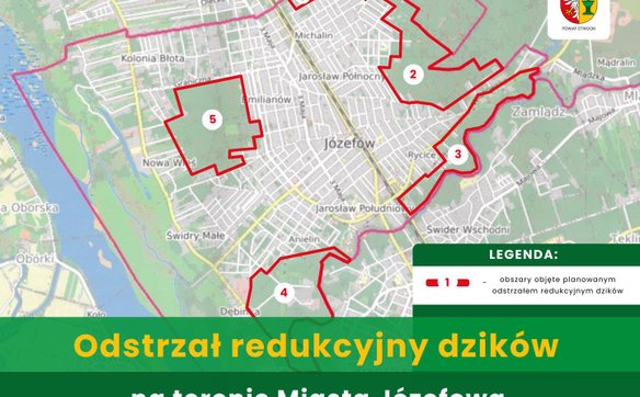 tarosta zamieścił też mapę terenu, na którym będzie dokonywany planowany odstrzał.