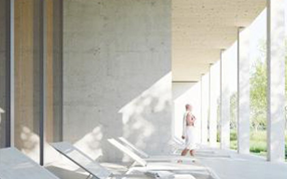 W projekcie pływalni przewidziano także zewnętrzne tarasy z których będzie można skorzystać latem