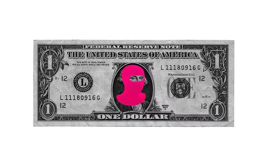 Banknot jednodolarowy zmieniony przez Tołokonnikową. Artystka przygotowała też wersje banknotów o po