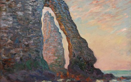 „Widok na skałę przez Porte d’Aval”