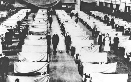 Zaimprowizowany szpital zakaźny w Fort Collins (stan Kolorado 1918 r.) dla chorych na grypę żołnierz