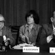 Od lewej: Jean-Paul Sartre, André Glucksmann, Raymond Aron. Paryż, 20 czerwca 1979 rok
