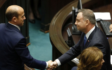 Andrzej Duda po przemówieniu na inauguracyjnym posiedzeniu Sejmu nowej kadencji podszedł do parlamen
