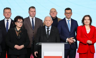 Niektórzy członkowie Komitetu Politycznego PiS, od lewej: Mariusz Błaszczak, Elżbieta Witek, Przemys