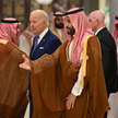 Prezydent Stanów Zjednoczonych Joe Biden i następca saudyjskiego tronu książę Mohammed bin Salman