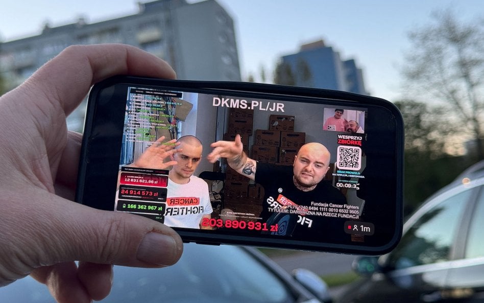 Influencer Piotr „Łatwogang” Garkowski i raper Bedoes 2115 podczas zbiórki dla Cancer Fighters