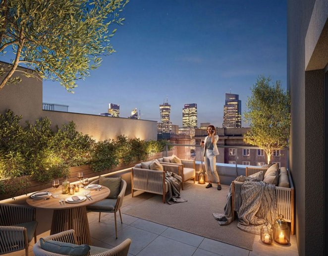 Lokale usytuowane na wyższych kondygnacjach zostaną wyposażone w balkony lub tarasy.