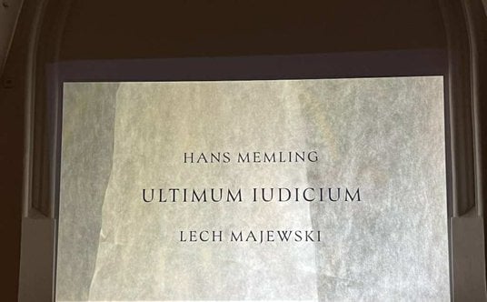 fragment wideofresku z wystawy „Hans Memling. Ultimum Iudicium. Lech Majewski”