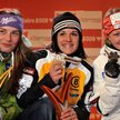 Słowenka Tina Maze, Niemka Kathrin Hoelzl i Finka Tanja Poutiainen