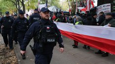 Policja przed siedzibą Trybunału Konstytucyjnego w Warszawie, 14 października 2026 r.