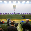 Sędziowie podczas jawnego posiedzenia Sądu Najwyższego w Warszawie