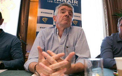 Prezes Ryanaira Michael O'Leary podczas konferencji prasowej w Londynie, 31 sierpnia.