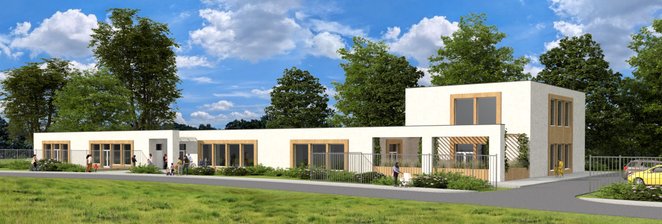 Wewnątrz znajdą się cztery przestronne sale dla dzieci, a także sala ruchowa i wielofunkcyjna