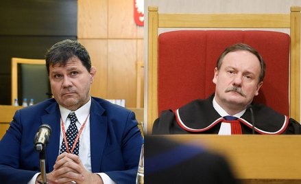 Sędziowie Mariusz Muszyński (L) i Piotr Pszczółkowski (P), którym skończyła się kadencja sędziów Try