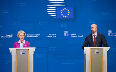 Ursula von der Leyen, przewodnicząca Komisji Europejskiej i Charles Michel, przewodniczący Rady Euro