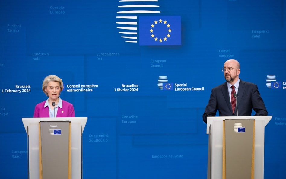 Ursula von der Leyen, przewodnicząca Komisji Europejskiej i Charles Michel, przewodniczący Rady Euro