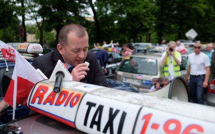 Protest taksówkarzy w Poznaniu
