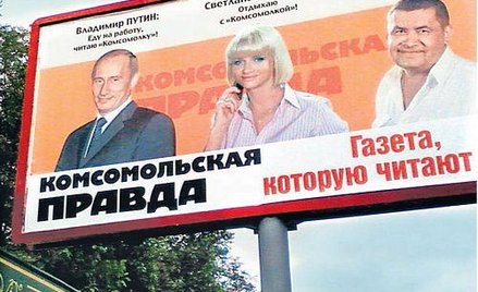 "Jadę do pracy, czytam "Komsomołkę" wyznaje Władimir Putin na billboardach