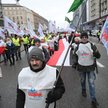 Uczestnicy protestu energetyków i górników w Warszawie