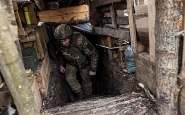 Ukraiński żołnierz, front pod Awdijiwką, 18 lutego