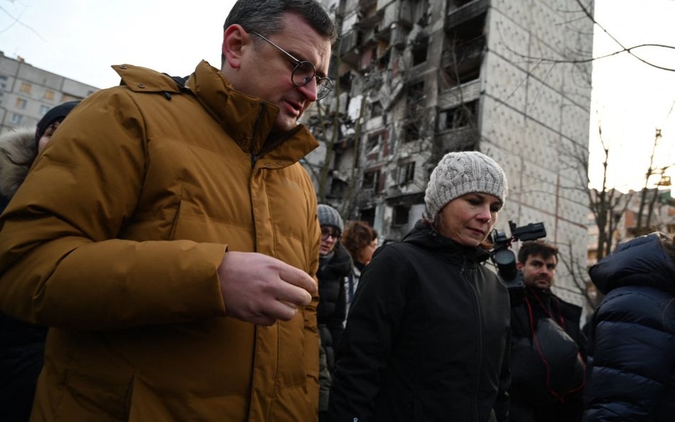 Annalena Baerbock i Dmytro Kułeba w Charkowie