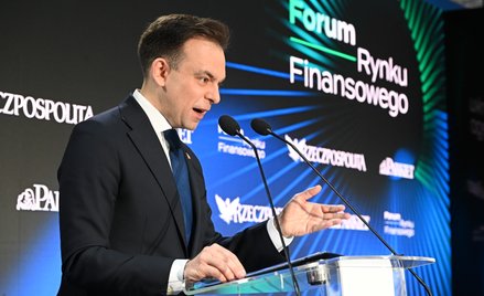 Minister finansów i gospodarki Andrzej Domański podczas Forum Rynku Finansowego, organizowanego prze