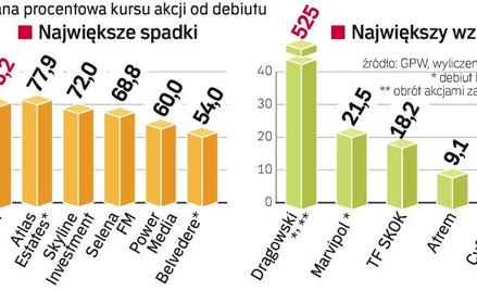 Ranking zeszŁorocznych debiutantów . Większość spółek przyniosła pokaźne straty. Nie zachęca to inwe