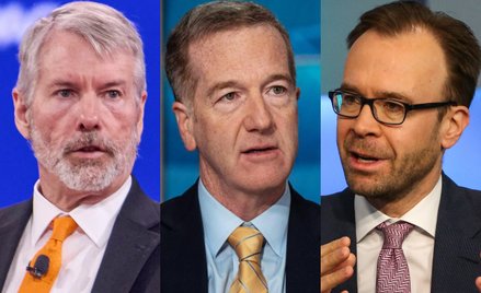 Michael Saylor, założyciel firmy Strategy (z lewej) jest guru dla inwestorów kryptowalutowych. Micha