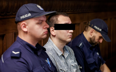 Oskarżony Łukasz T. na sali rozpraw Sądu Okręgowego w Katowicach
