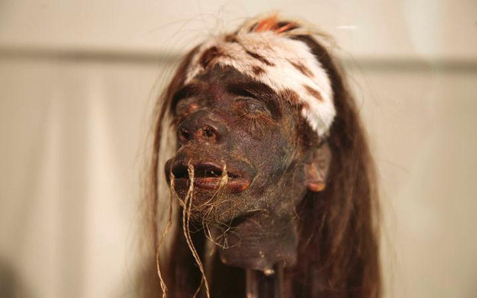 Wysuszona głowa spreparowana przez peruwiańskich Indian. Fot. eschipul