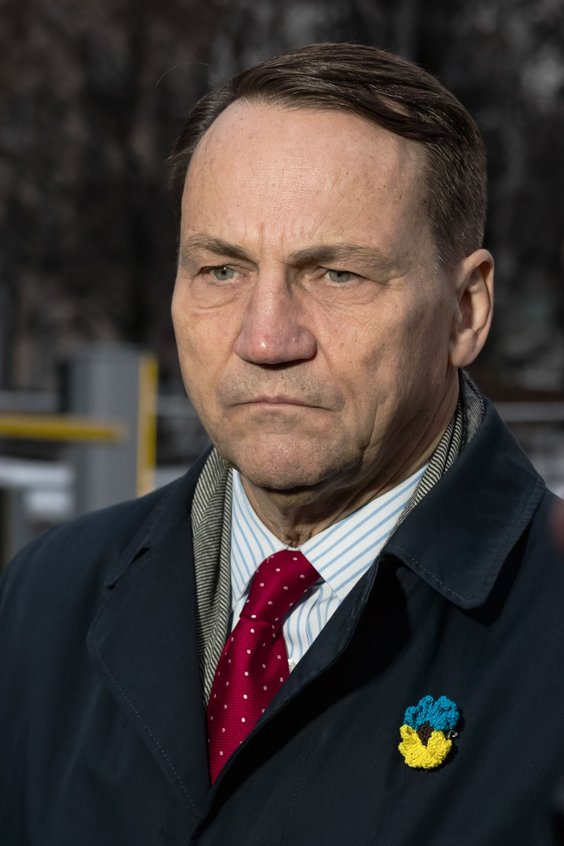 Minister spraw zagranicznych Radosław Sikorski podczas wizyty w Kijowie, 24 lutego 2026 r.
