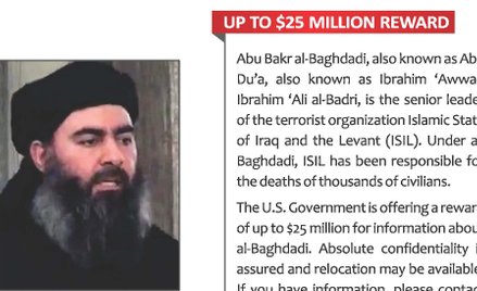USA oferują 25 mln dolarów za "kalifa" Abu Bakr al-Baghdadiego