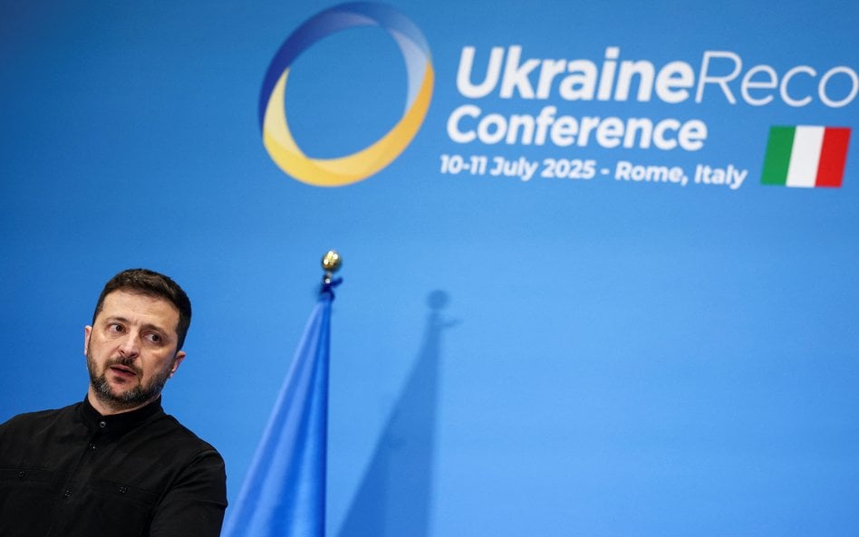 Prezydent Ukrainy Wołodymyr Zełenski na Konferencji nt. Odbudowy Ukrainy (URC2025) poświęconej plano