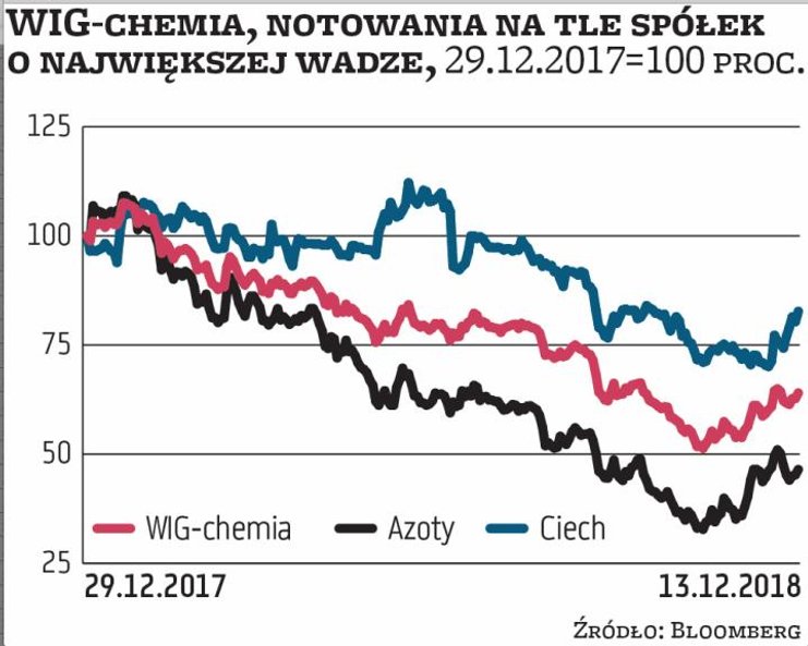WIG-chemia stracił od początku roku 37 proc., co „zawdzięcza” Grupie Azoty, która ma 46 proc. wagi w
