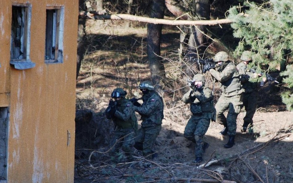 Żołnierze zdobywają budynek